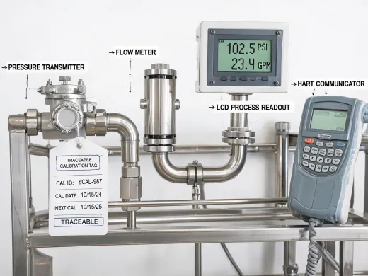 Pressure and flow instrumentation on process skid