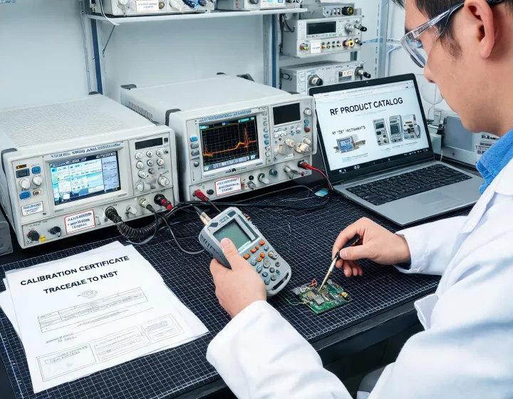 Calibrated instruments arranged on an RF bench